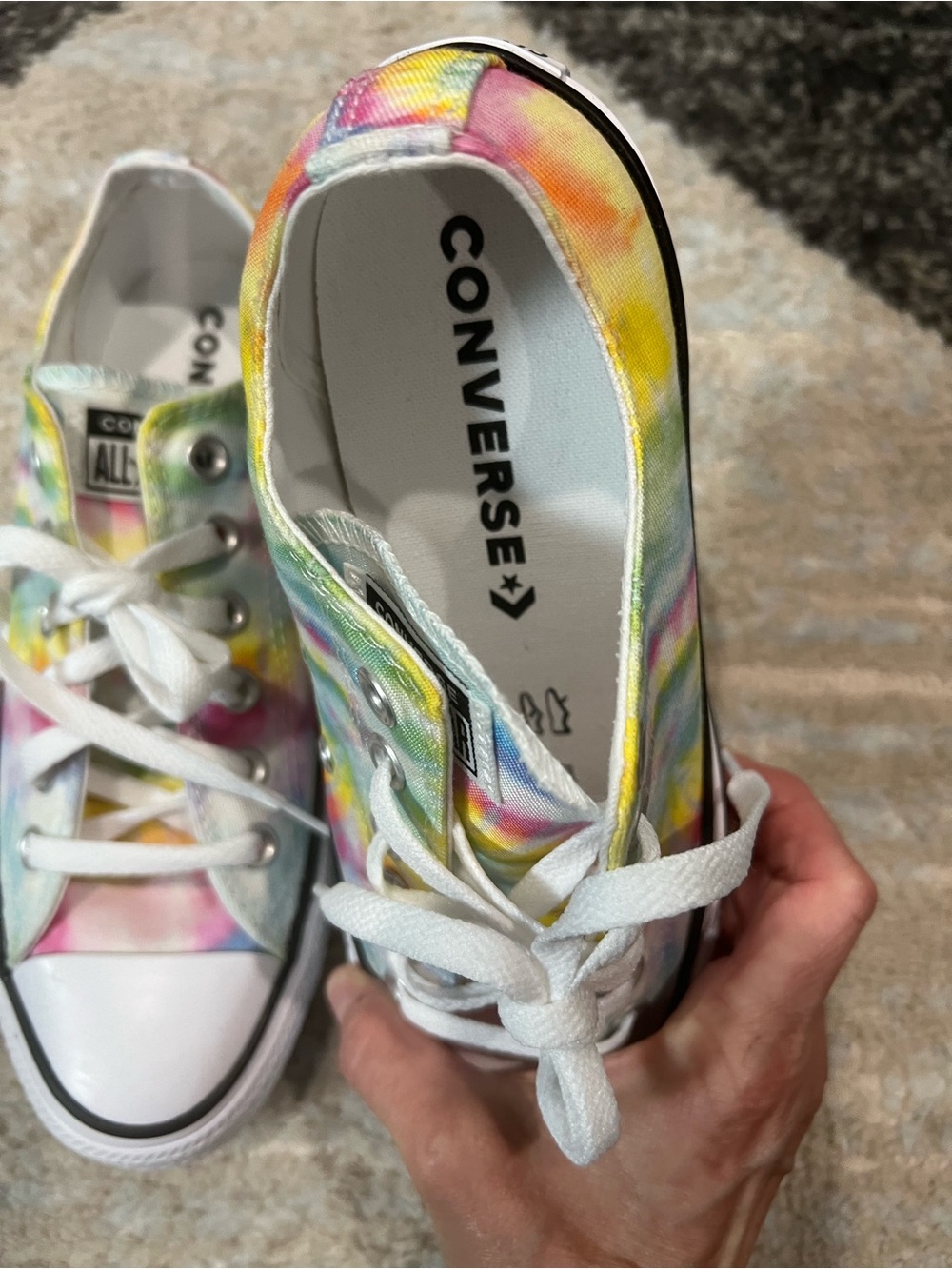 Converse Low Top Tie-Dye Canvas Sneakers - White, Yellow, Pink, Blue, Green - Picture 2 of 8